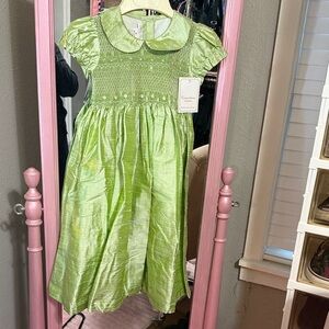 Charming Lime Green Smocked Kids Dress